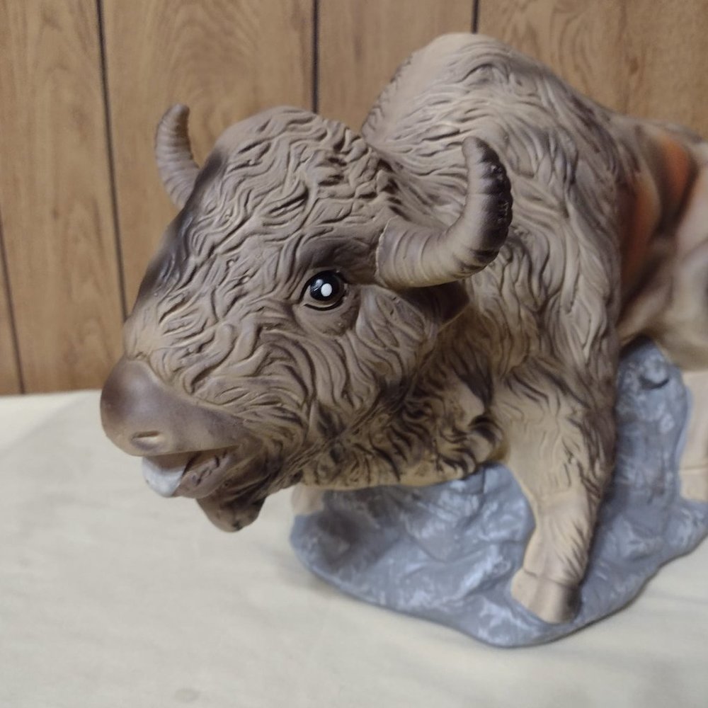 Large Bank Vintage Bison Ceramic